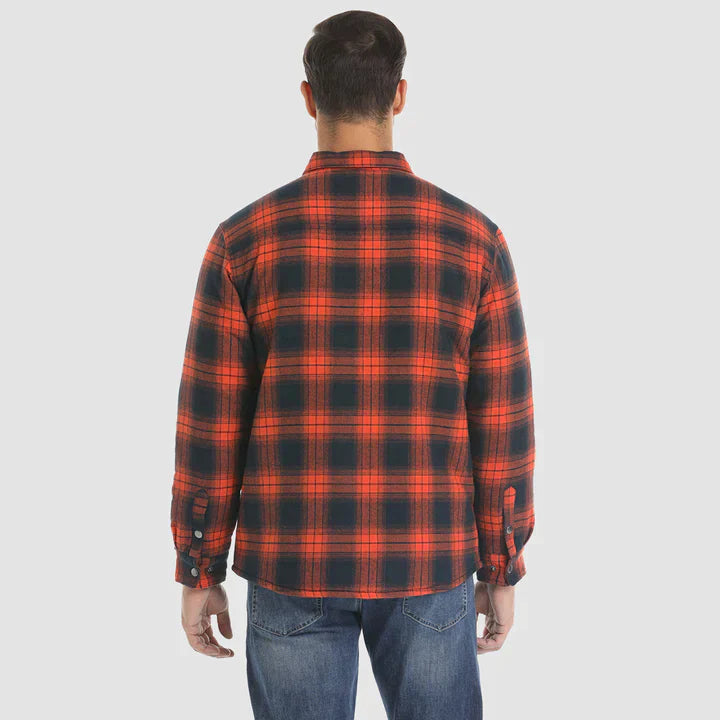 Flanellskjortjacka för män Långärmad quiltad fodrad rutig kappa Button down tjocka ytterkläder för vintern
