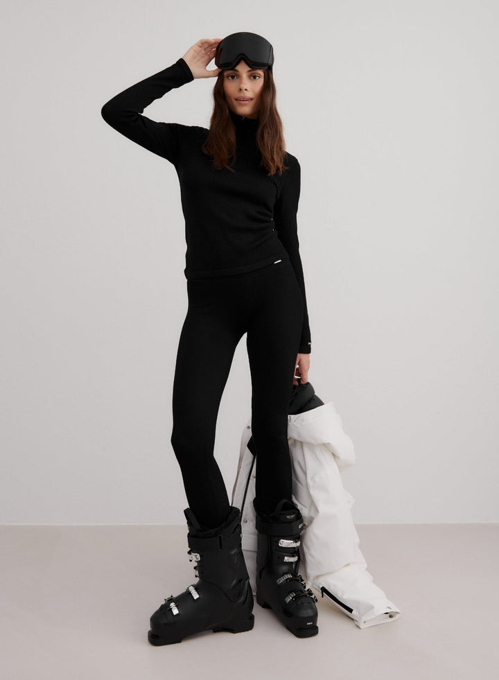 Black Ribbed Wool Leggings