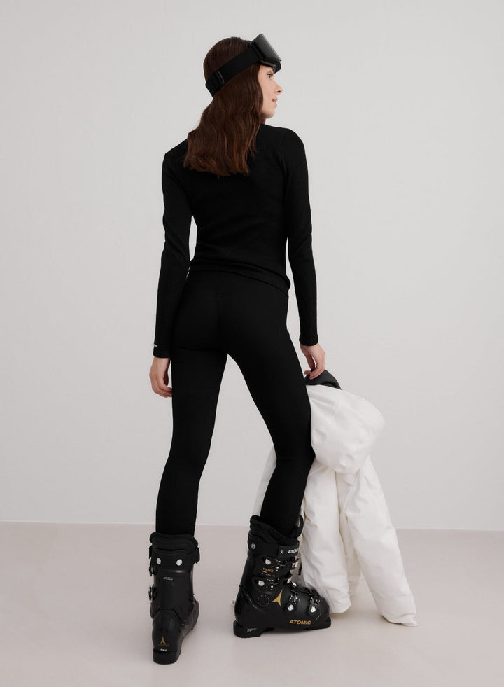 Black Ribbed Wool Leggings