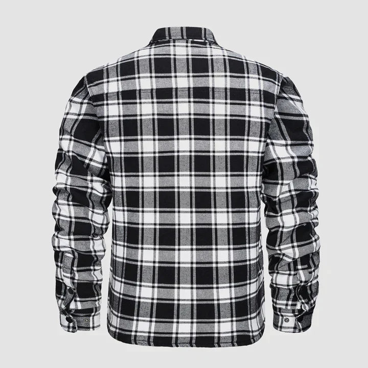 Flanellskjortjacka för män Långärmad quiltad fodrad rutig kappa Button down tjocka ytterkläder för vintern