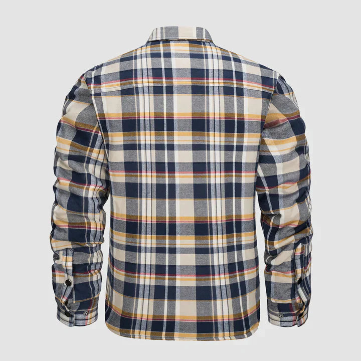 Flanellskjortjacka för män Långärmad quiltad fodrad rutig kappa Button down tjocka ytterkläder för vintern