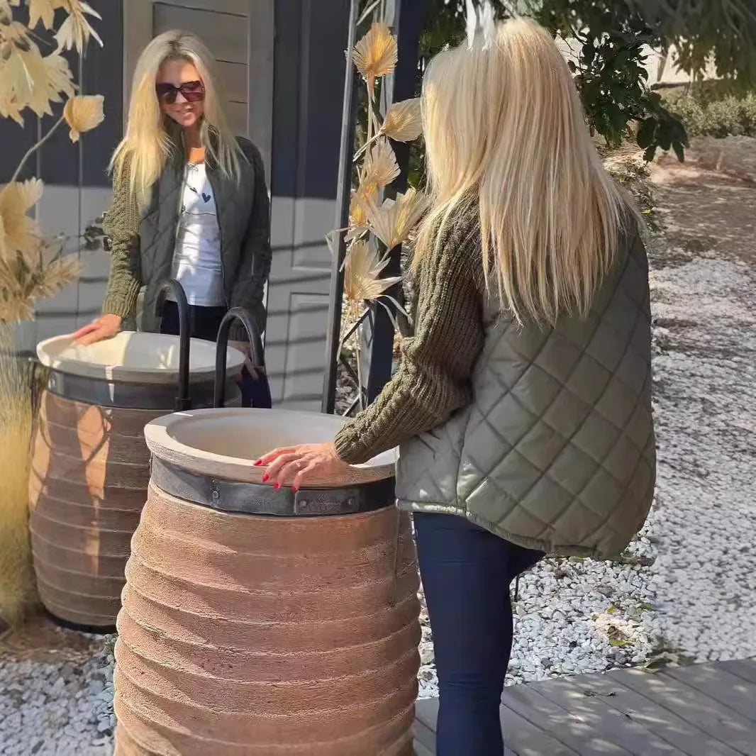 Stickad Patchwork Puffig Jacka för Kvinnor